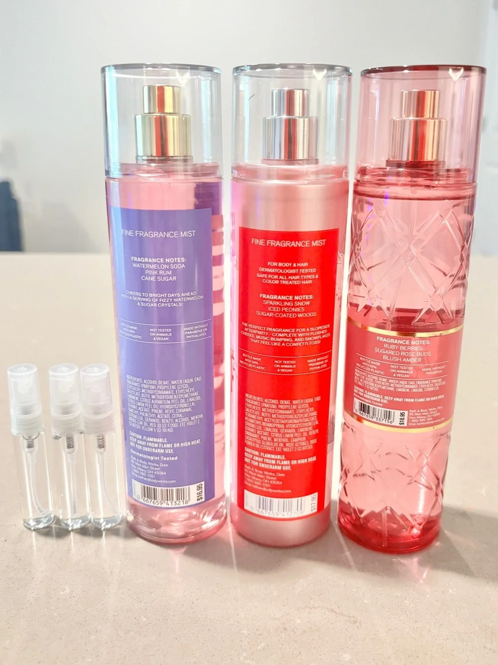 Bath & Body Works Pink Mist Bundle + 3 FREE 5ml Mystery Samples